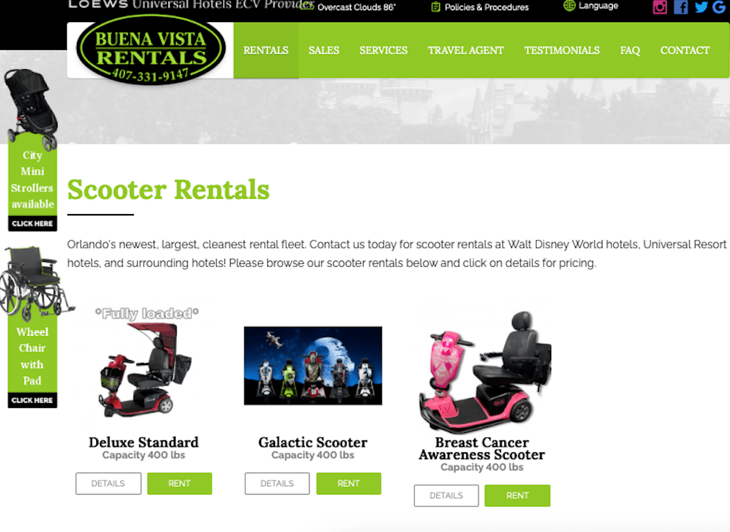 Consider Buena Vista Rentals for Your Disney Theme Park Mobility Needs