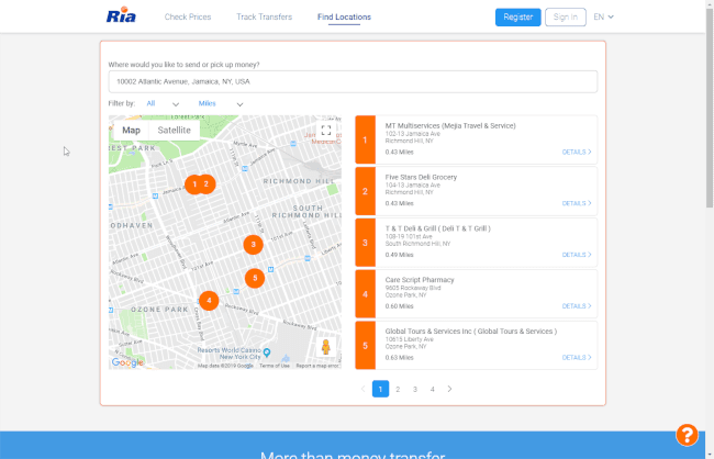How to find a Ria location