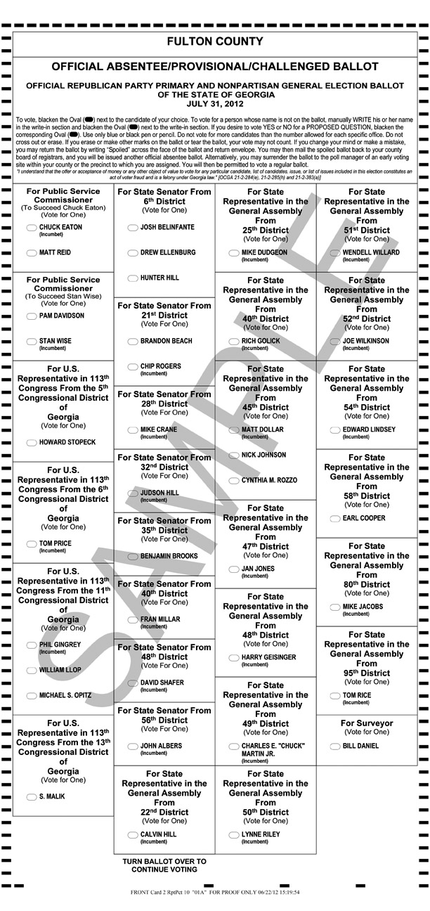 Fulton County Board of Elections misspells “Incumbent” on sample ballot