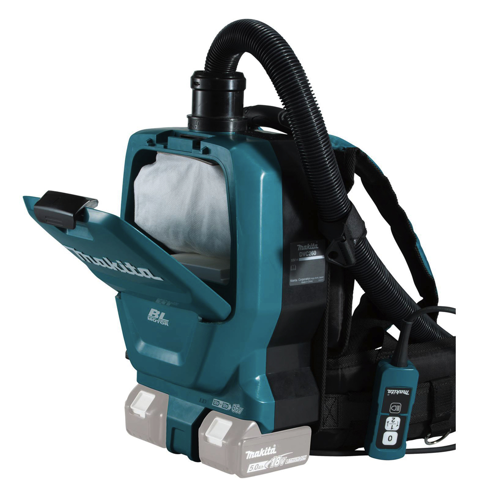 Makita DVC260ZX Cordless Backpack Vacuum Cleaner, 36V, 1.5 m³/min