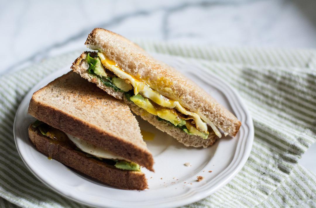Avocado Egg Spinach Breakfast Sandwich