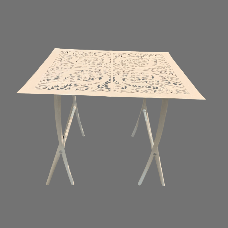 Beautiful Square White Cast Aluminium Garden Table Dwarka Art