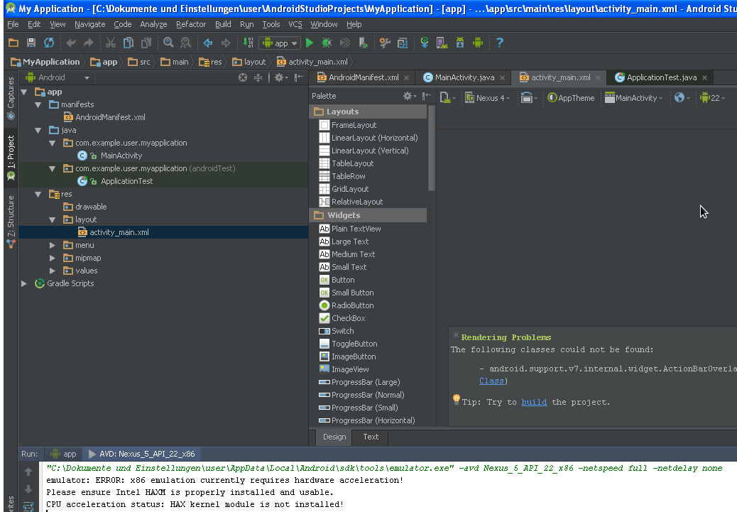 » Windows > VirtualBox XP VM > installing Android Studio