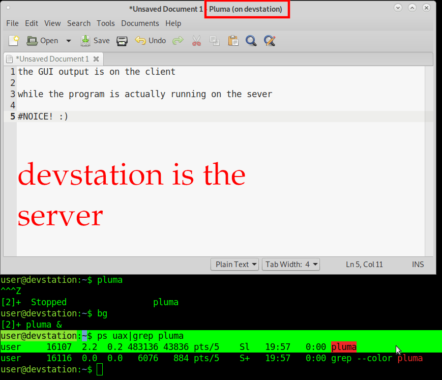 » how to remote desktop GNU Linux x11 forwarding GUI output run