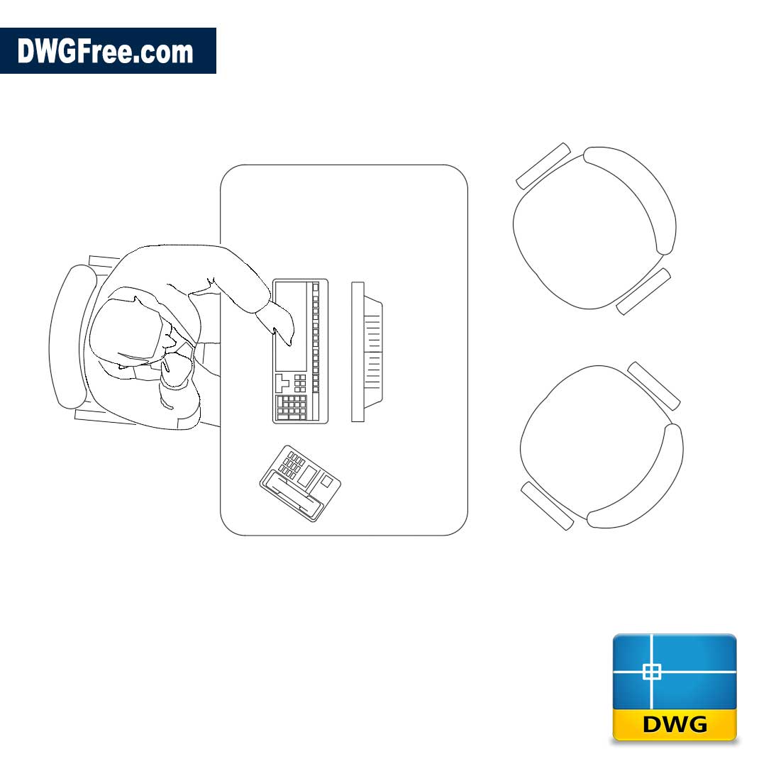 Office table computer DWG Download Autocad Blocks Model. AutoCad