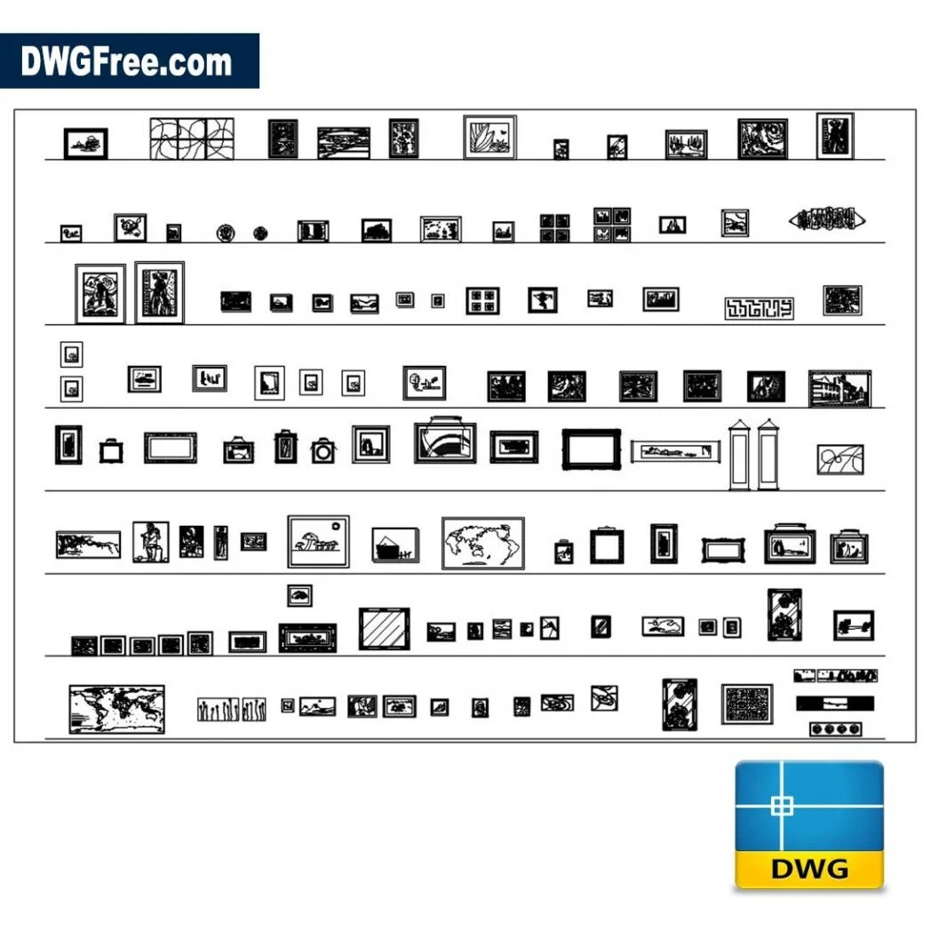 Picture Frames CAD DWG Free [ Drawing 2020 ] in AutoCAD Blocks.