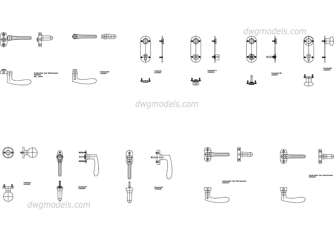 Door fittings FSB DWG, free CAD Blocks download