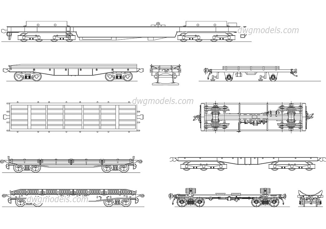 Flat wagon DWG, free CAD Blocks download