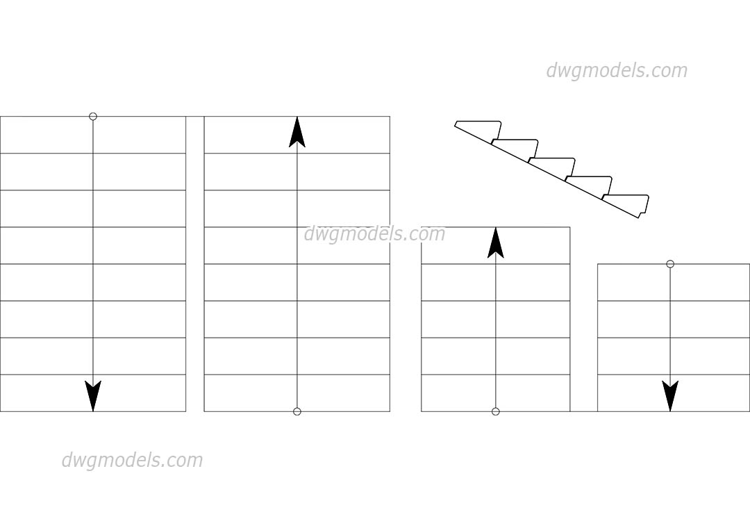 Stairs dynamic blocks, free AutoCAD drawings download