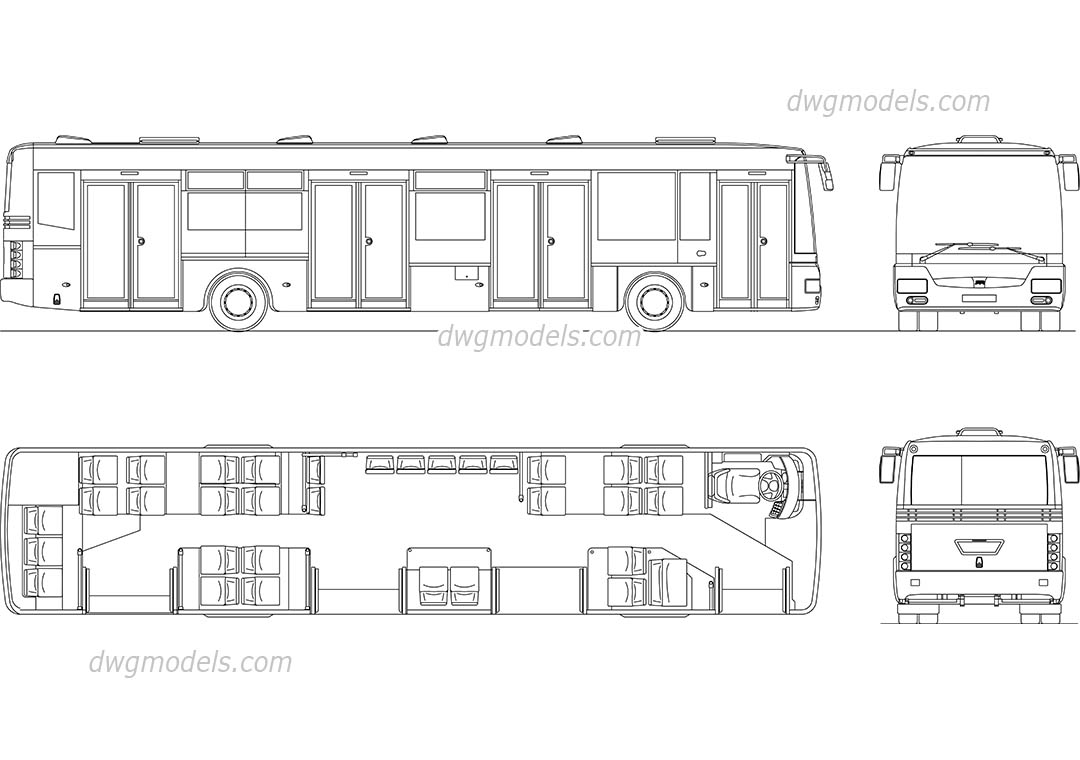 City Bus CAD block, AutoCAD file download, 2D model