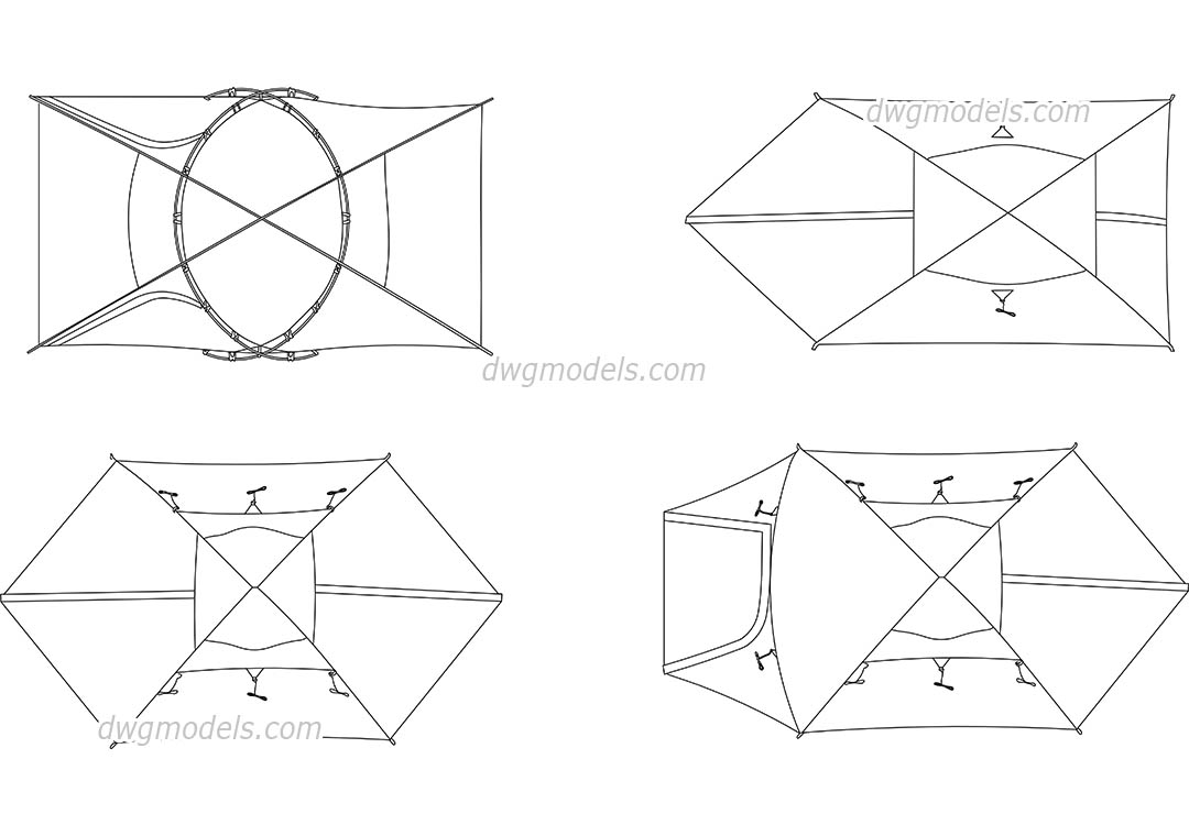 Tent plan, 2D DWG blocks, AutoCAD models download
