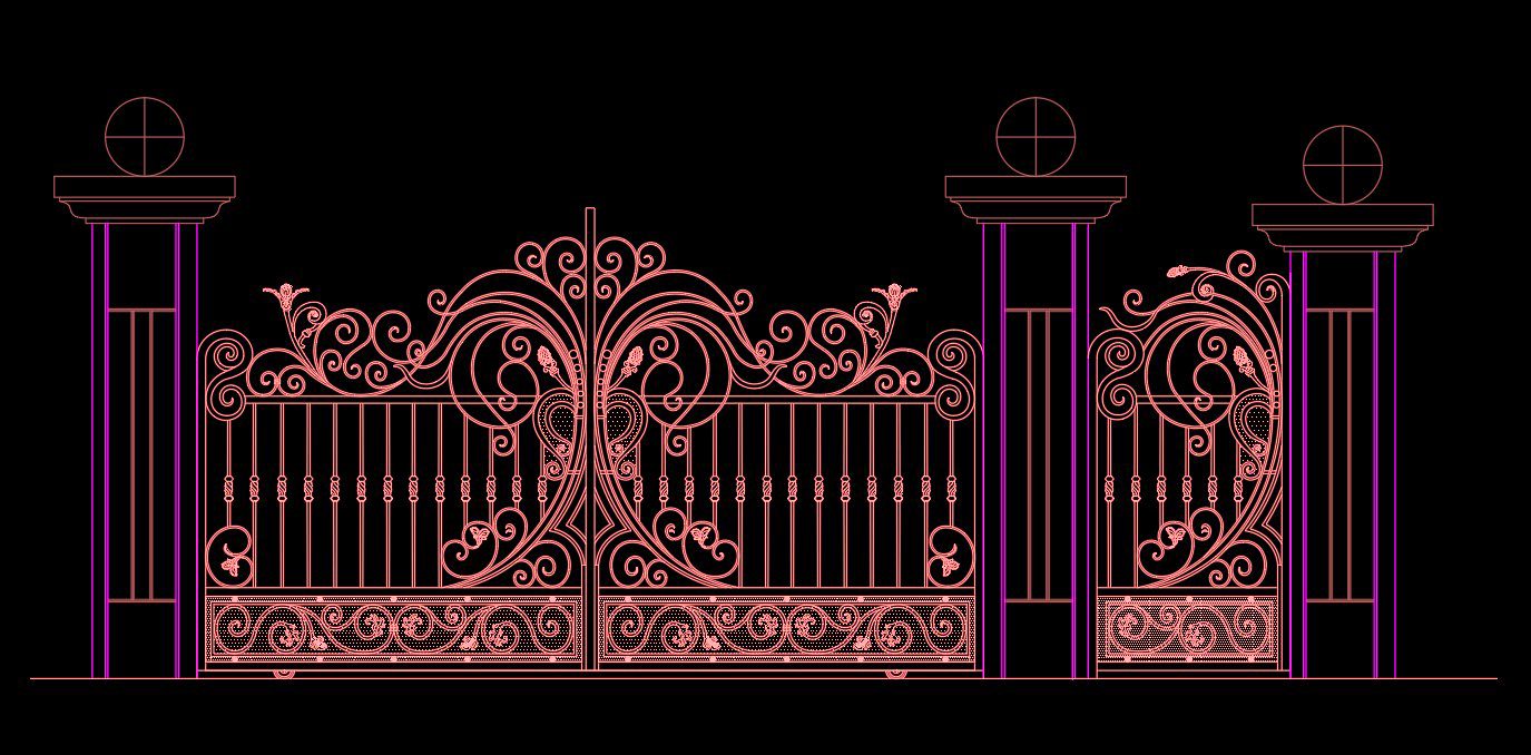 39.Gate design AutoCAD blocks free download Free download website of