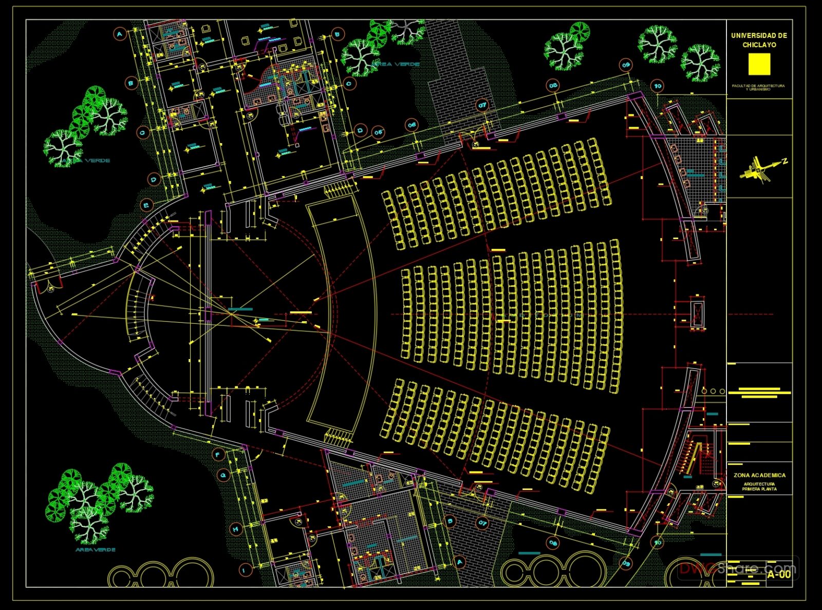 Auditorium Design Plan AutoCAD File Free Download