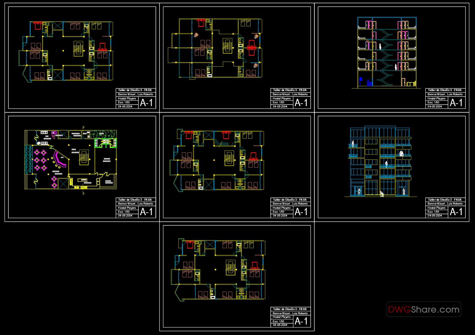 Beach Small Hotel AutoCAD File DWG Free Cad Blocks, download DWG