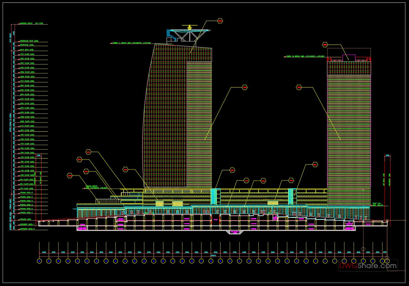 HighRise Buiding Elevation AutoCAD File Free Download Free Cad