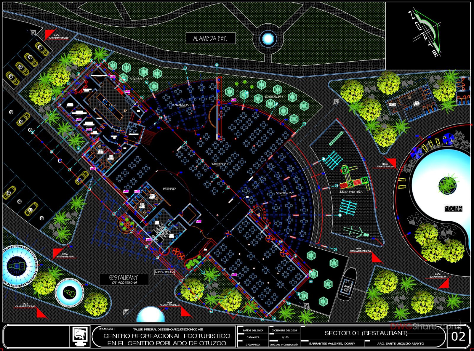 Restaurant Landscape Plan AutoCAD File DWG