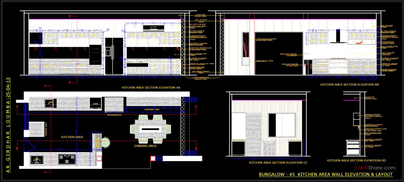 89.Detailed Drawings Of Modular Kitchen In Autocad File (1) Free Cad