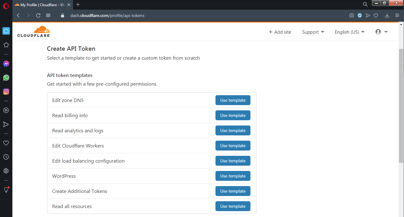 Cara Membuat Kode atau REST API Token dari Cloudflare