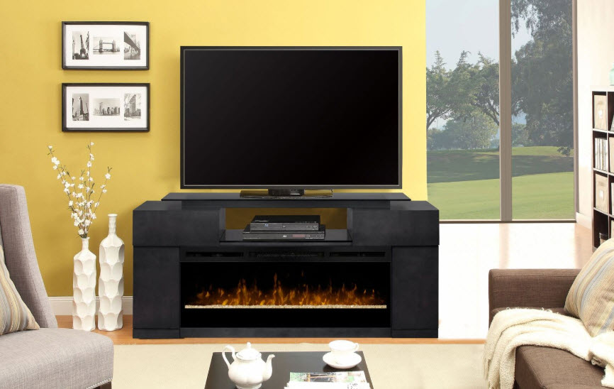 73" Dimplex Concord Silver Charcoal Media Console Electric Fireplace
