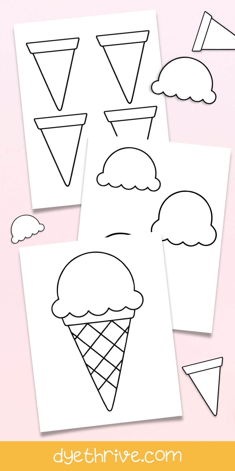 Free Printable Ice Cream Cone Templates for Crafts & Stencils!