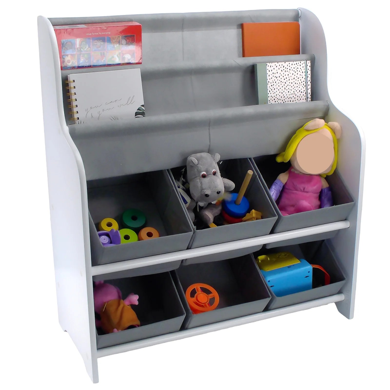 Kids Storage Tub with Bookshelves Perfect Organiser Kid Clothes Books
