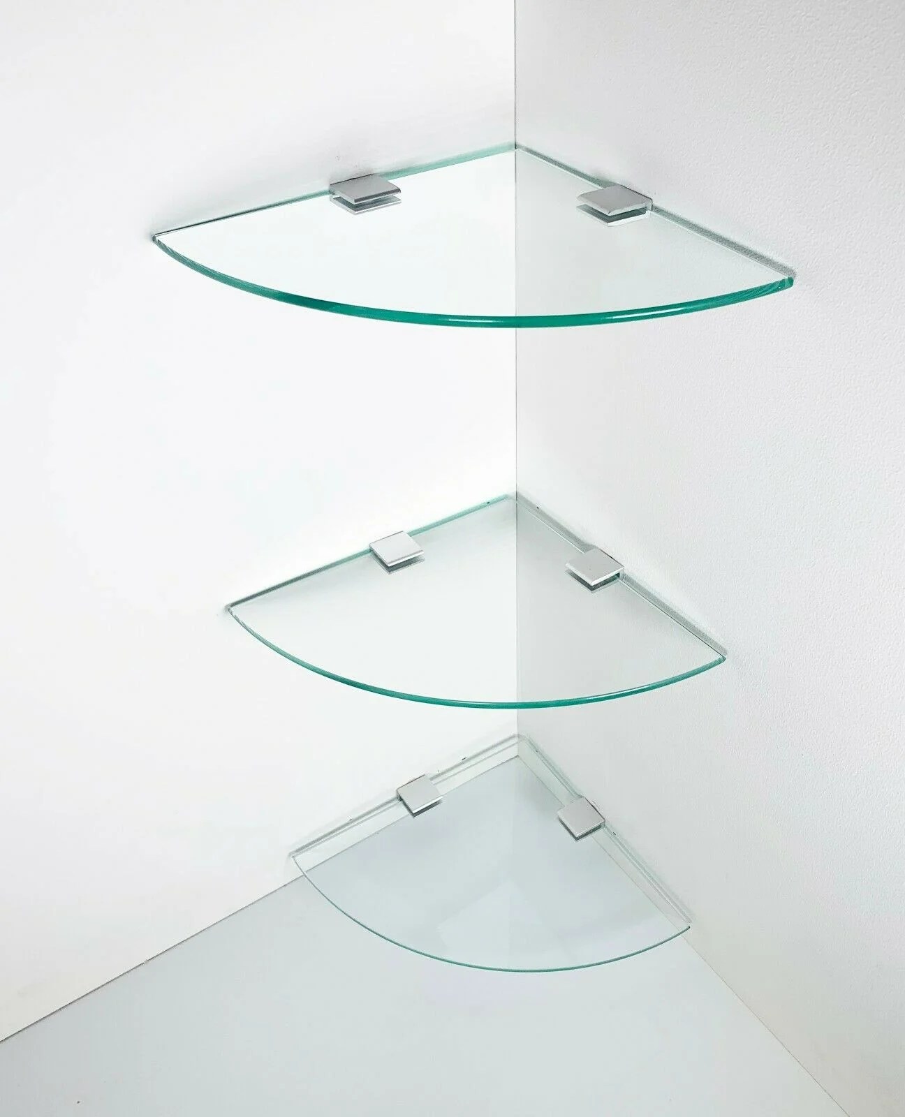 3x Floating Glass Corner Wall Shelf Dylex