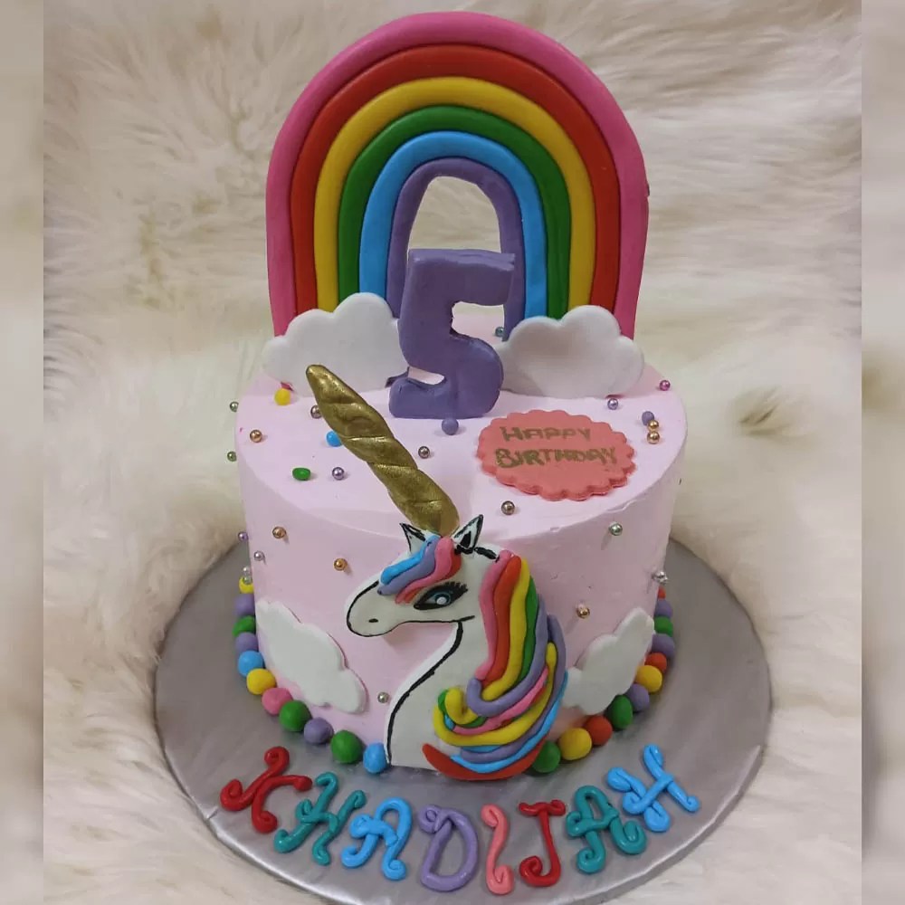Unicorn Theme Cream Cake Customize Cake Birthday Cake