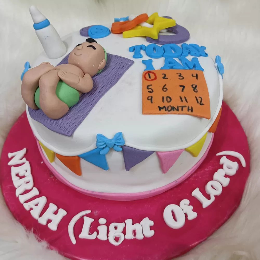 Customized Cake For Baby 1st Month Birthday Cake