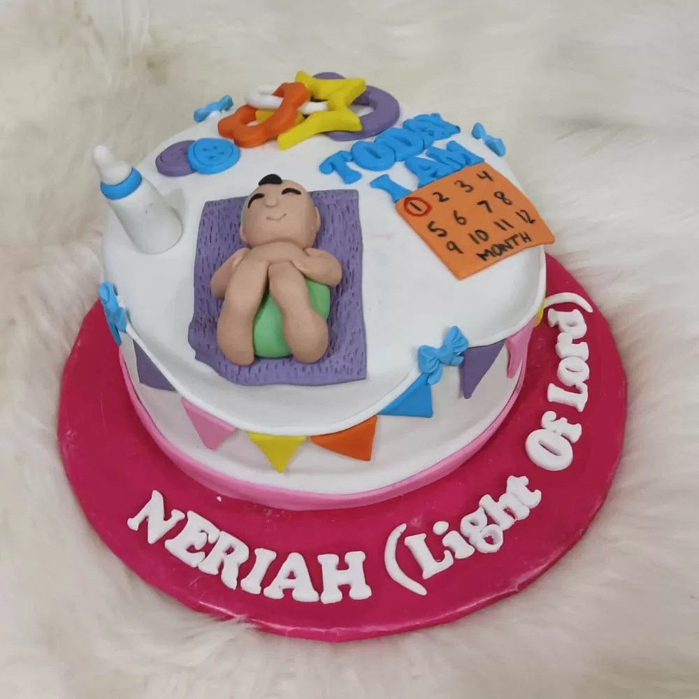 Customized Cake For Baby 1st Month Birthday Cake