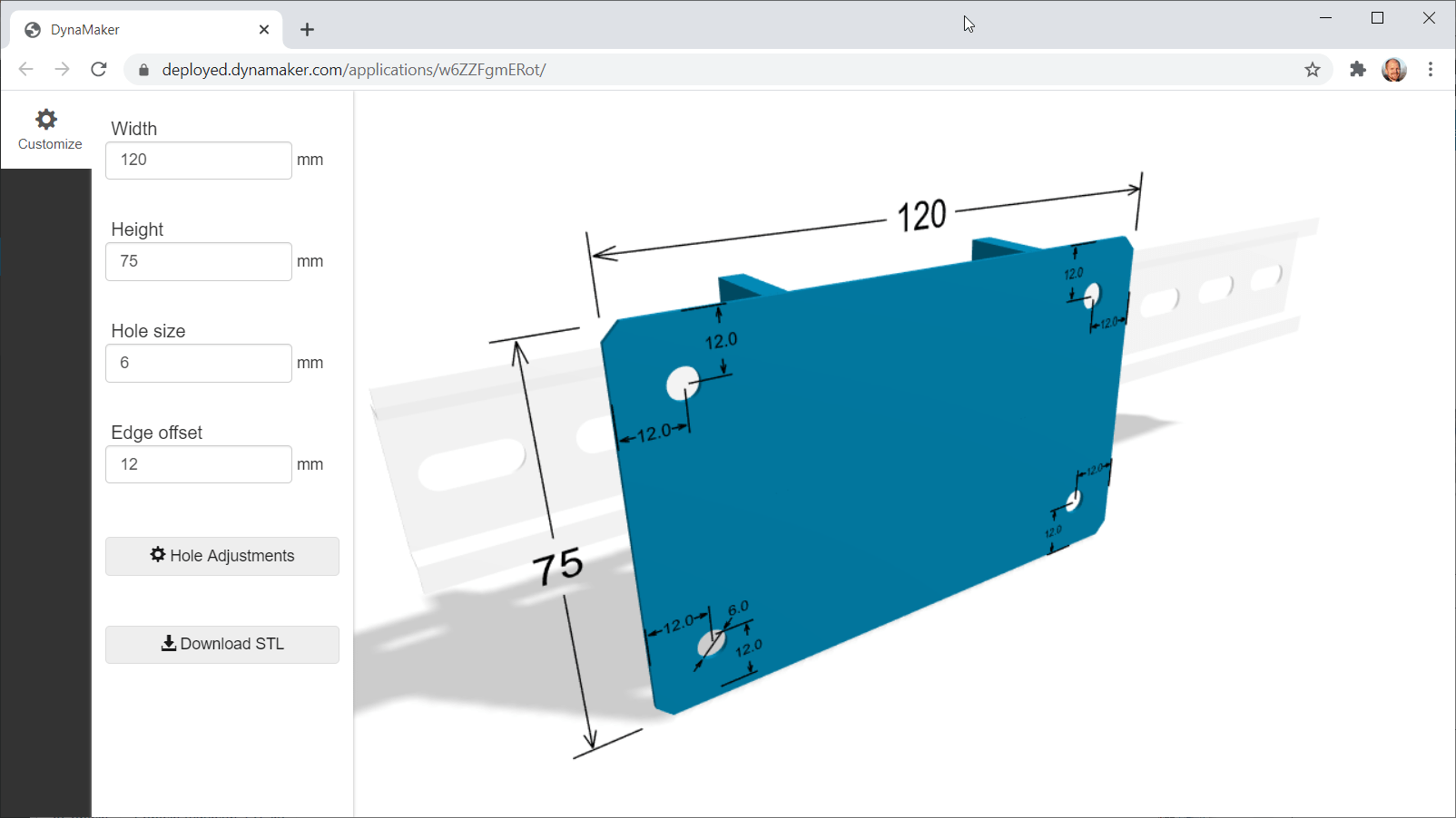 Template DIN mount designer DynaMaker