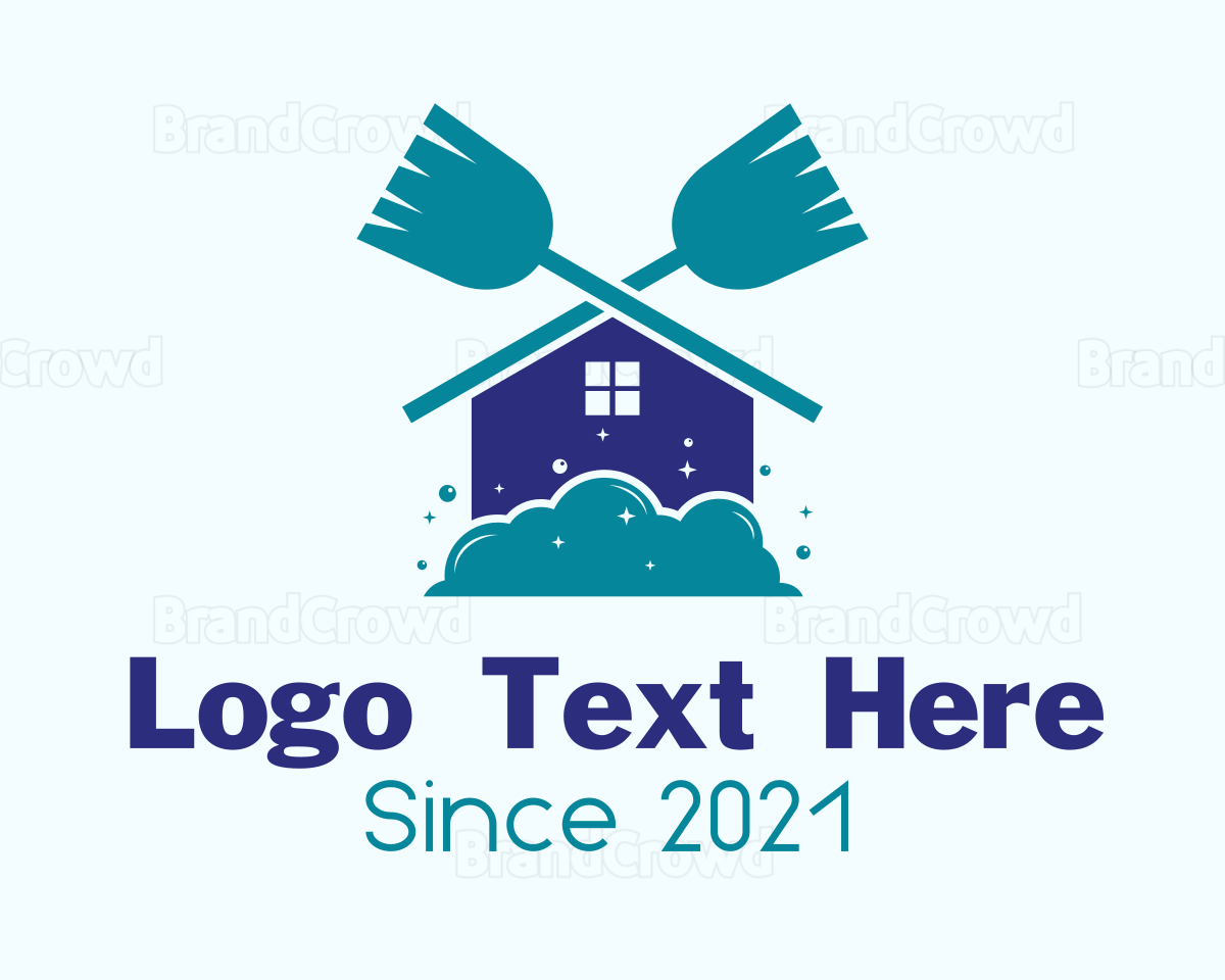 Home Cleaning Broom Logo BrandCrowd Logo Maker