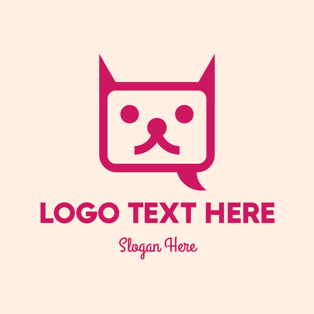 Pink Cat Messaging App Logo BrandCrowd Logo Maker
