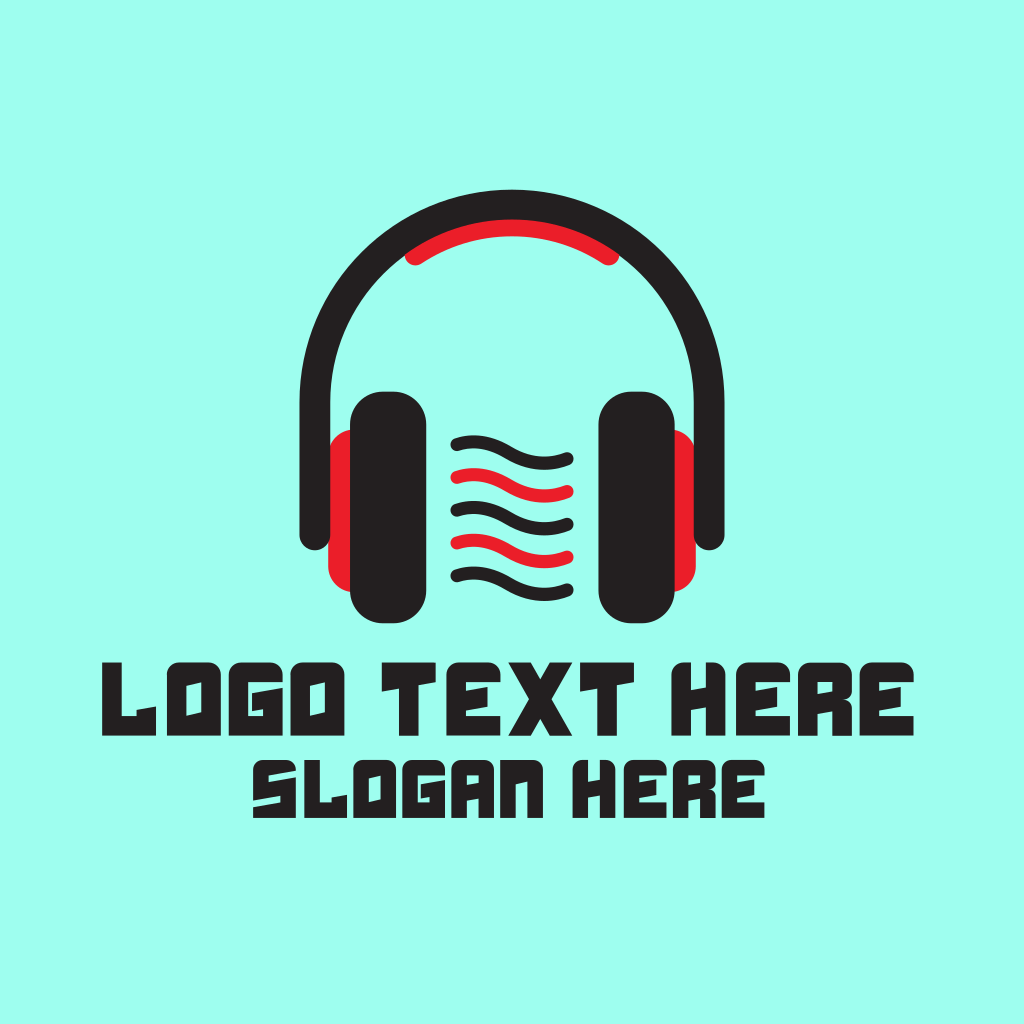Red DJ Headphones Logo BrandCrowd Logo Maker