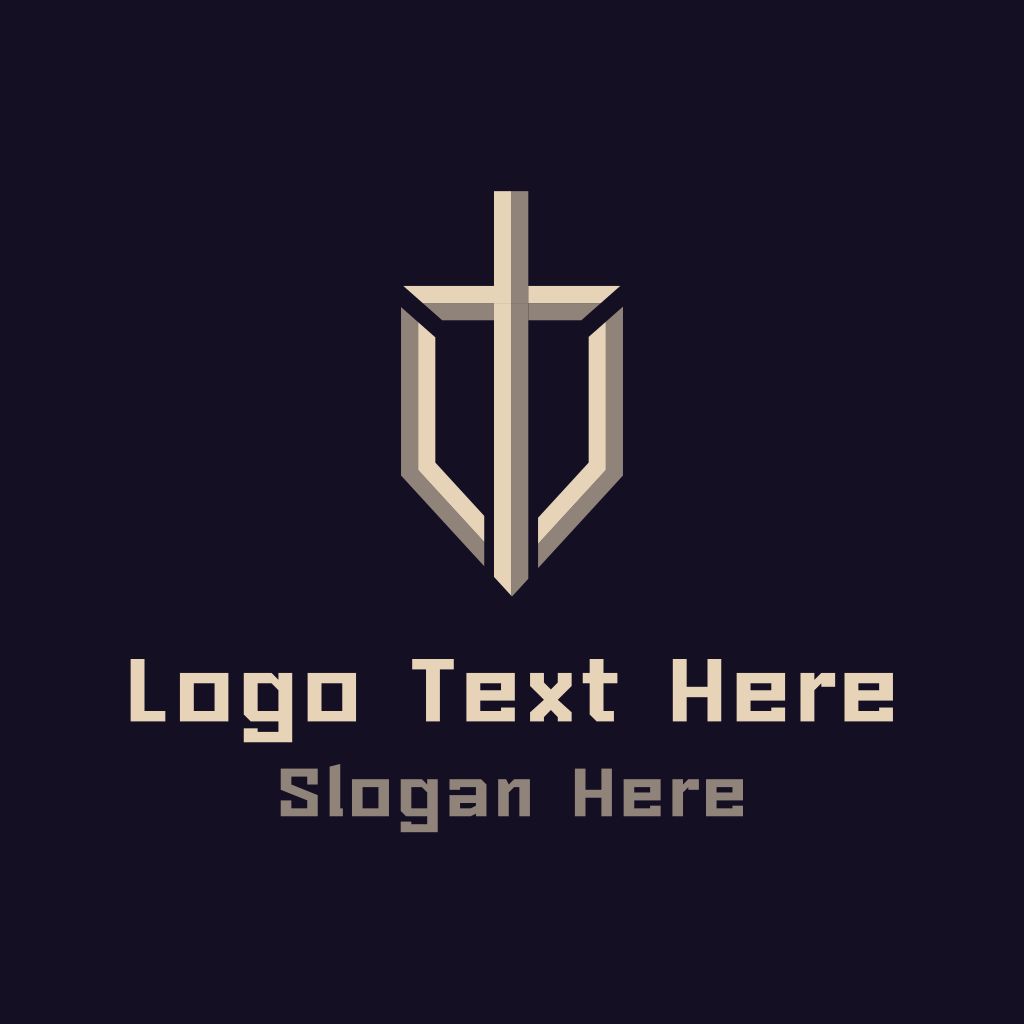 Letter T Sword Shield Logo BrandCrowd Logo Maker