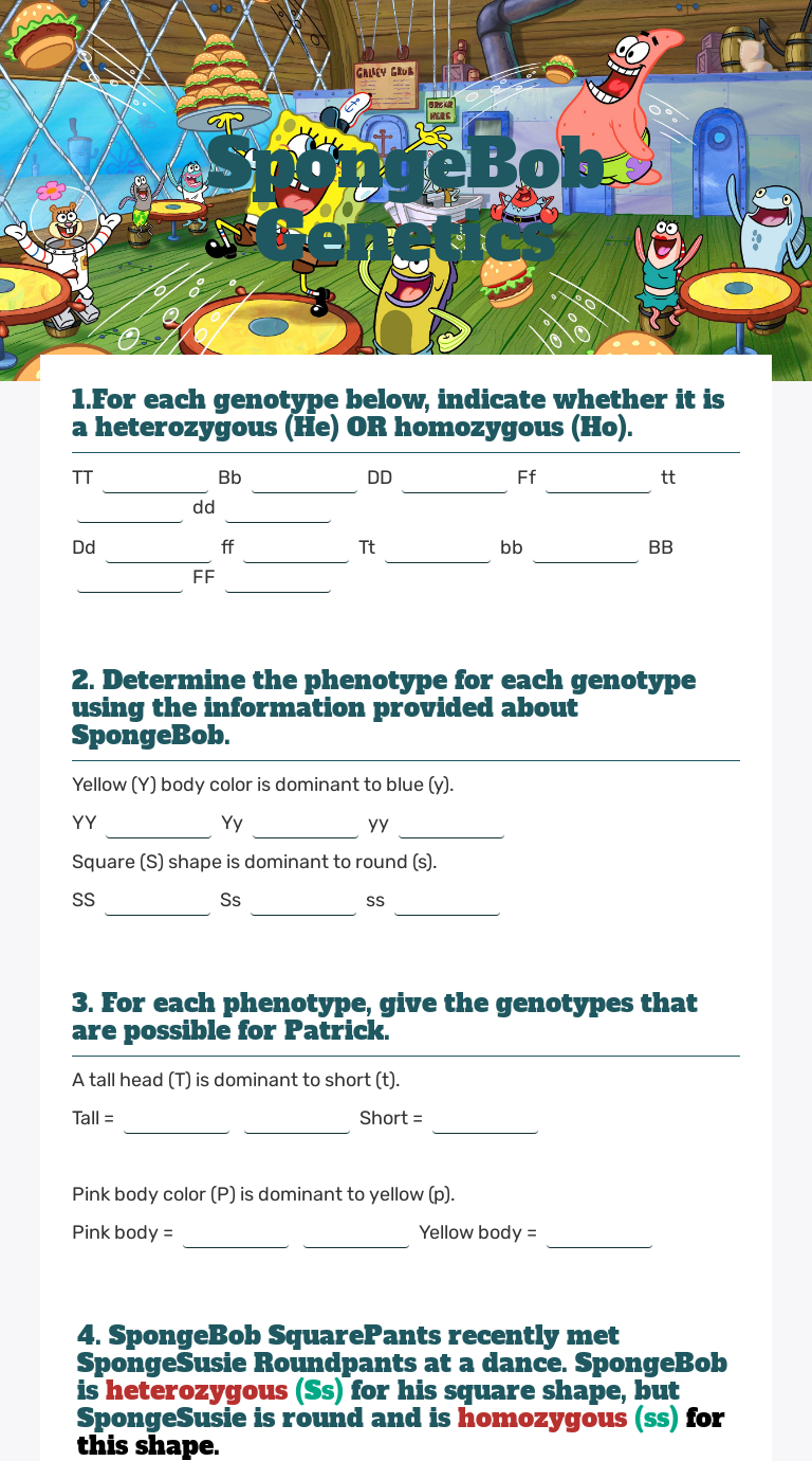 SpongeBob Interactive Worksheet by Claudia Wallace Wizer.me