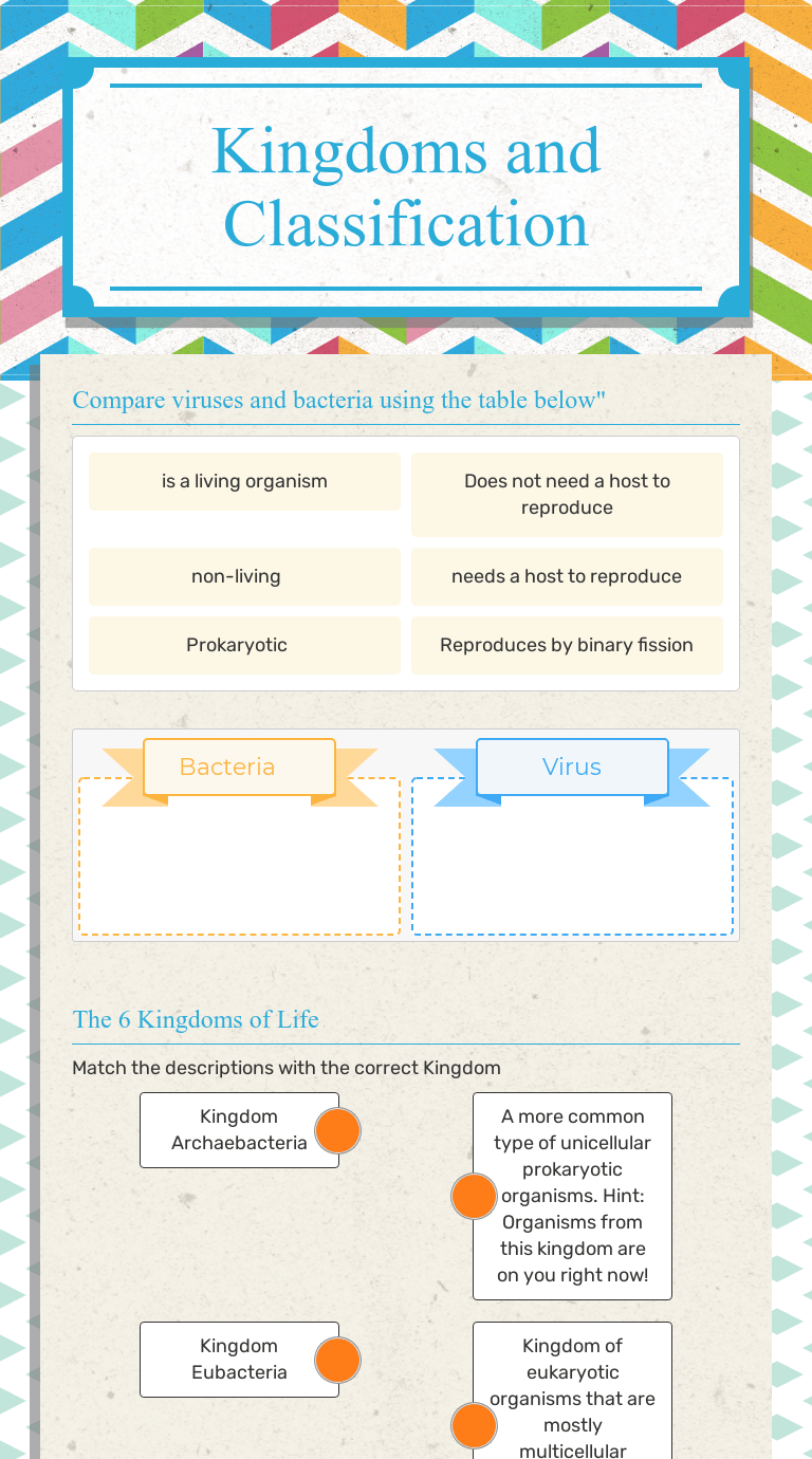Kingdoms and Classification | Interactive Worksheet by Melanie