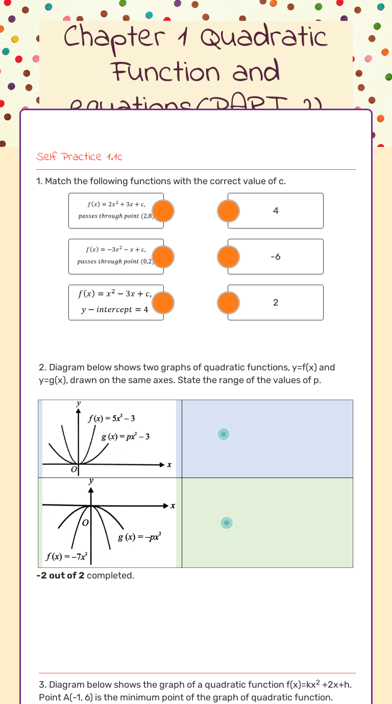 Chapter 1 Quadratic Function and equations(PART 2) | Interactive