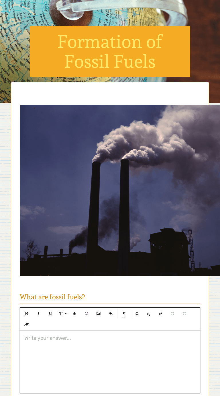 Formation of Fossil Fuels Interactive Worksheet by Denise Ridgway