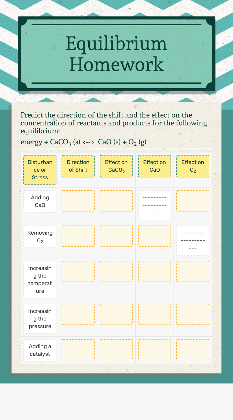 Equilibrium Homework | Interactive Worksheet by Mollianne George | Wizer.me