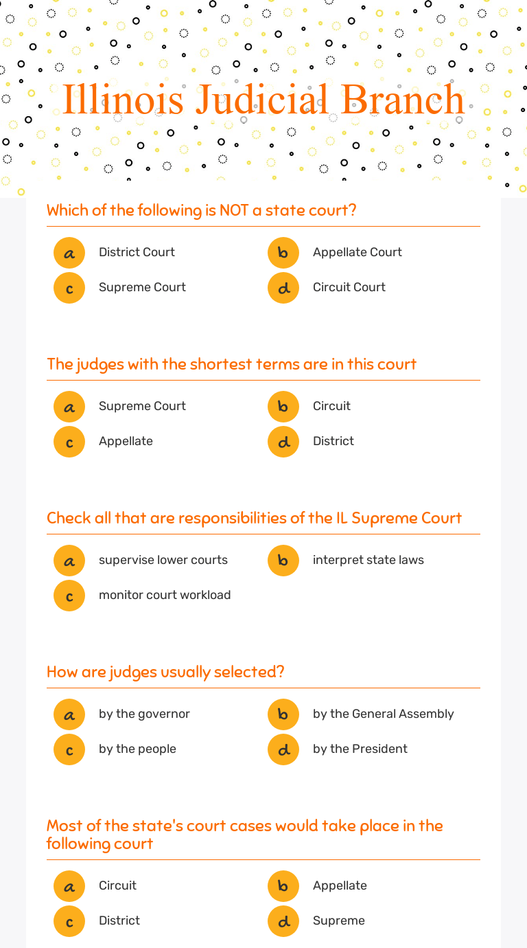 Illinois Judicial Branch Interactive Worksheet by Jennifer Fox Wizer.me