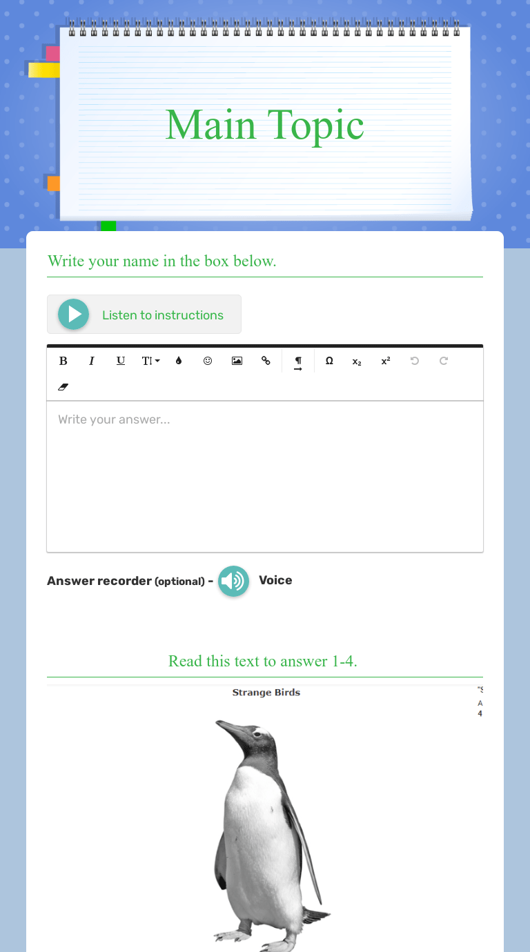Main Topic Interactive Worksheet by Kaylee Akin Wizer.me