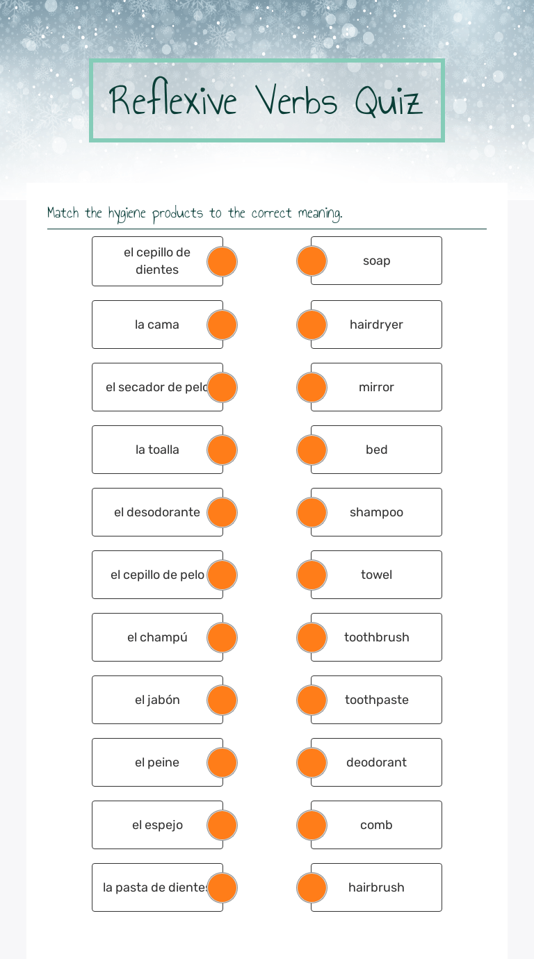 Reflexive Verbs Quiz | Interactive Worksheet by Rose Tremols | Wizer.me