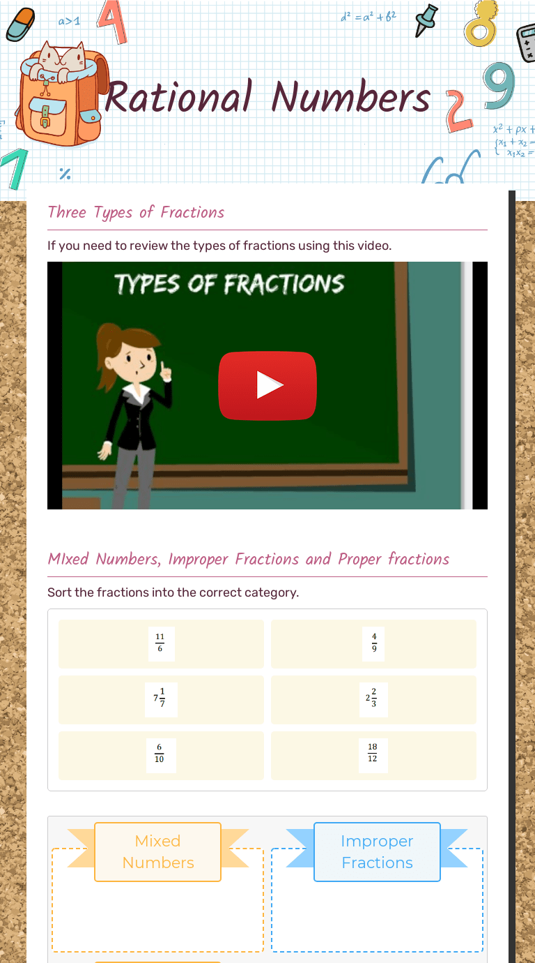 Rational Numbers Interactive Worksheet by Jill VerBurg Wizer.me