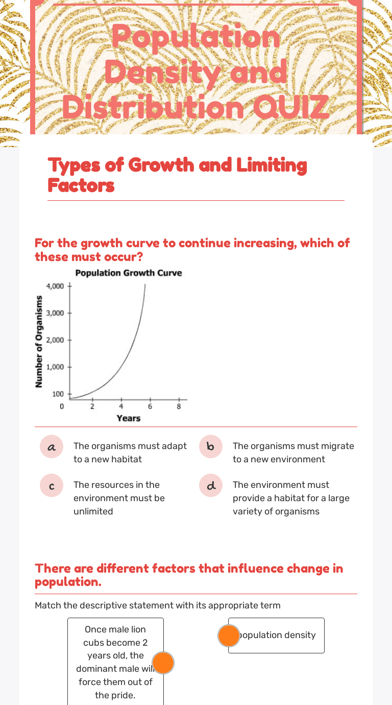 Population Density and Distribution QUIZ Interactive Worksheet by Emily Ramsey Wizer.me