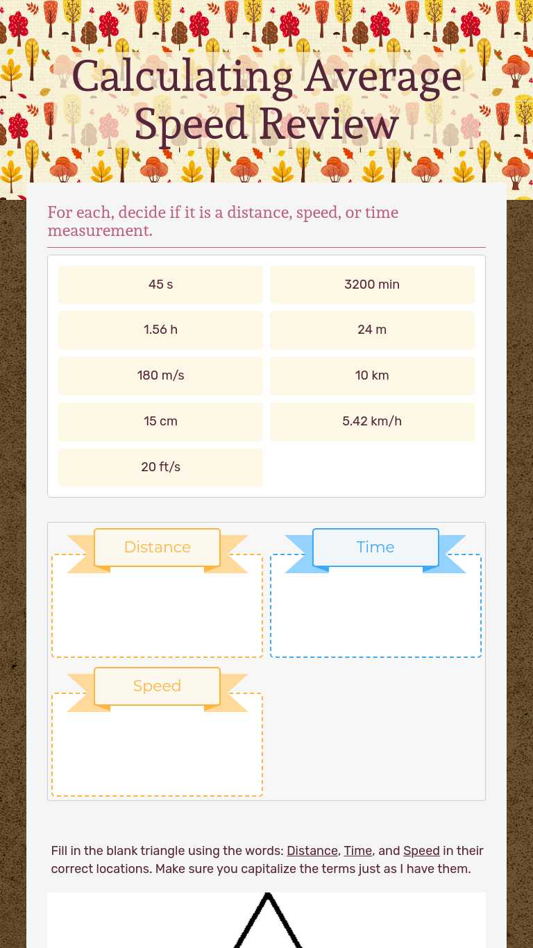 Calculating Average Speed Review | Interactive Worksheet by Heather