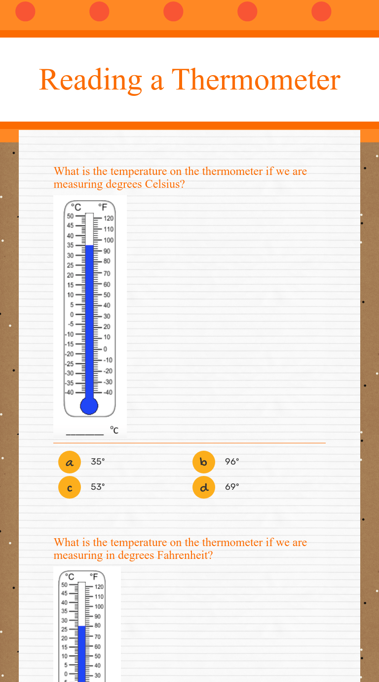 Reading a Thermometer Interactive Worksheet by Kimberly Harris Wizer.me