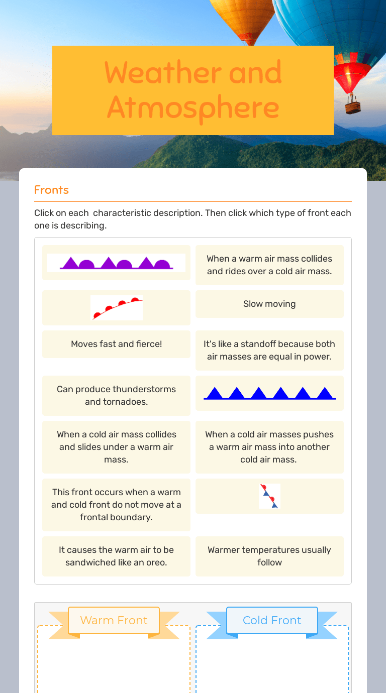 Weather and Atmosphere Interactive Worksheet by Andrea Gianni Wizer.me