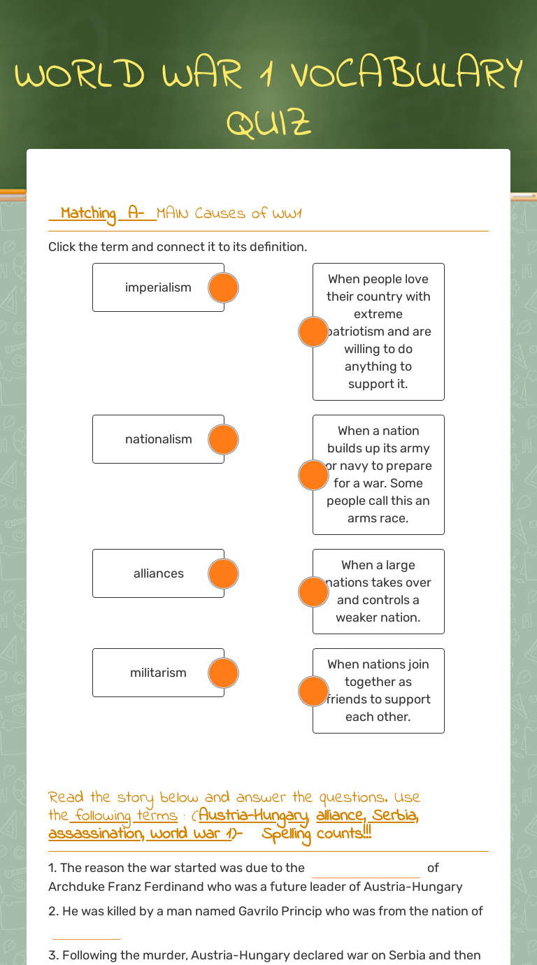 31 World War 1 Worksheet - support worksheet