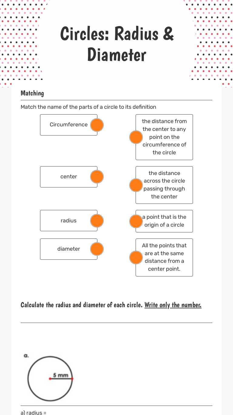 Circles Radius & Diameter Interactive Worksheet by Karina Campo