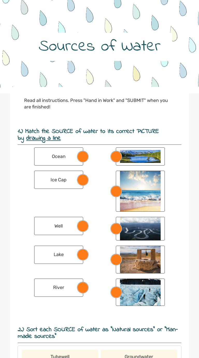 Sources of Water Interactive Worksheet by Sunita Sharma Wizer.me